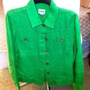 Linen leaf green jacket